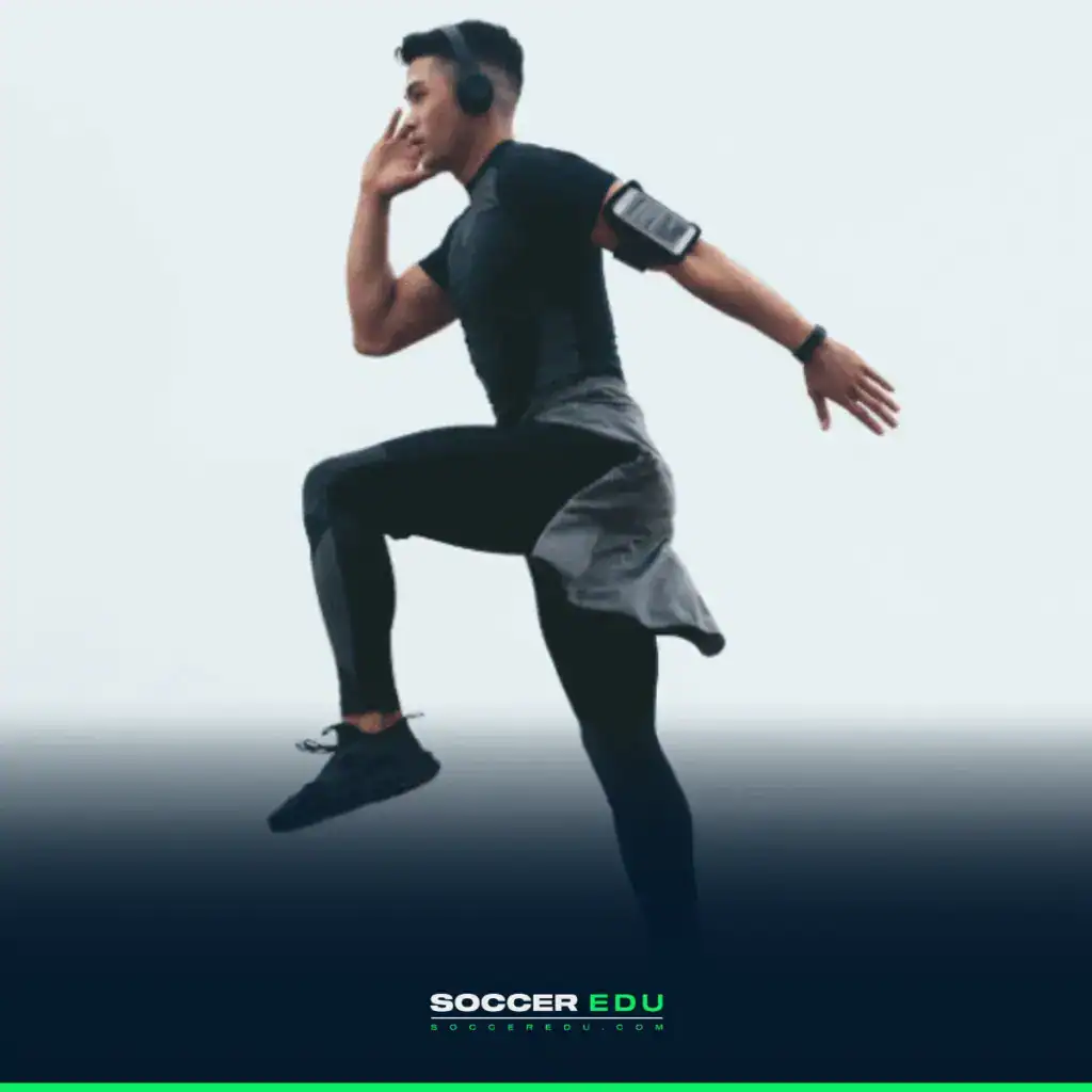 Jump Lunges in soccer for plyometric training.