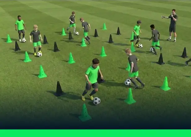 Exercice U8 : la conduite de ballon directionnelle, pour apprendre à diriger son ballon la tête haute.