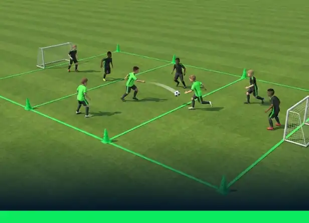 Exercice pour enfant de 8 ans : 3 contre 3 pour apprendre à se déplacer et se démarquer