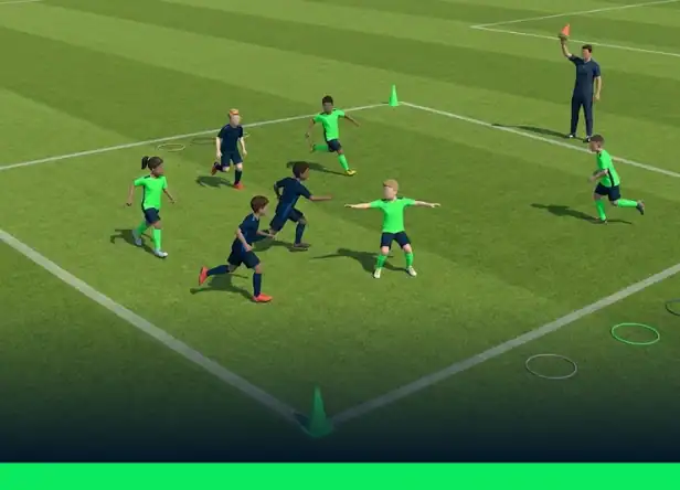 Exercice pour enfant U9 : Courses de réaction et d'anticipation