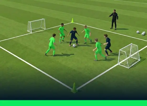 Exercice pour U10 foot : Jeu directionnel en 4 contre 2