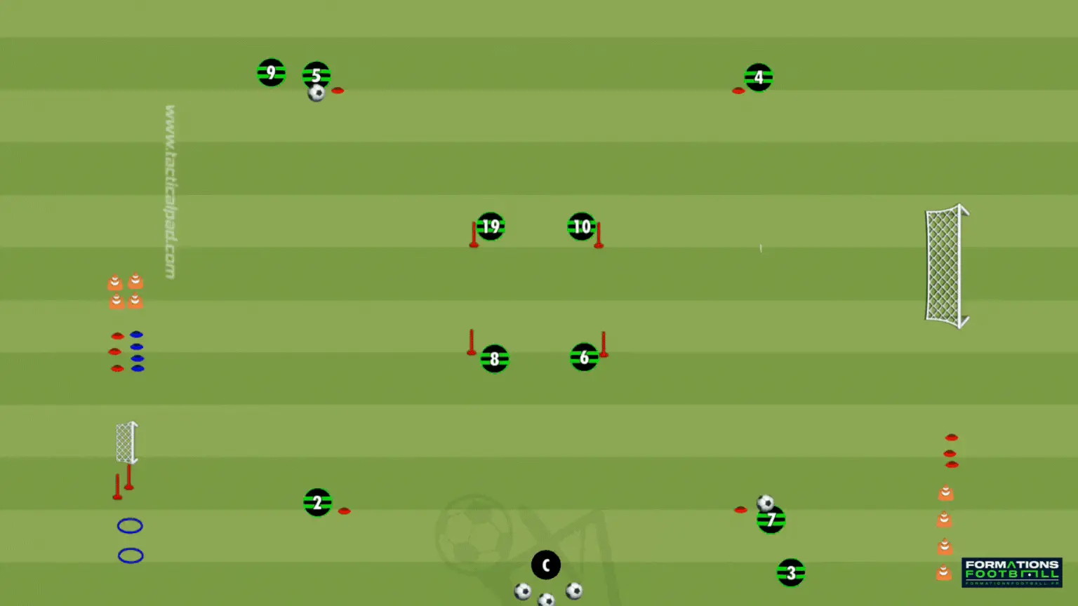 exercice u16 circuit de passes avec déplacements croisés