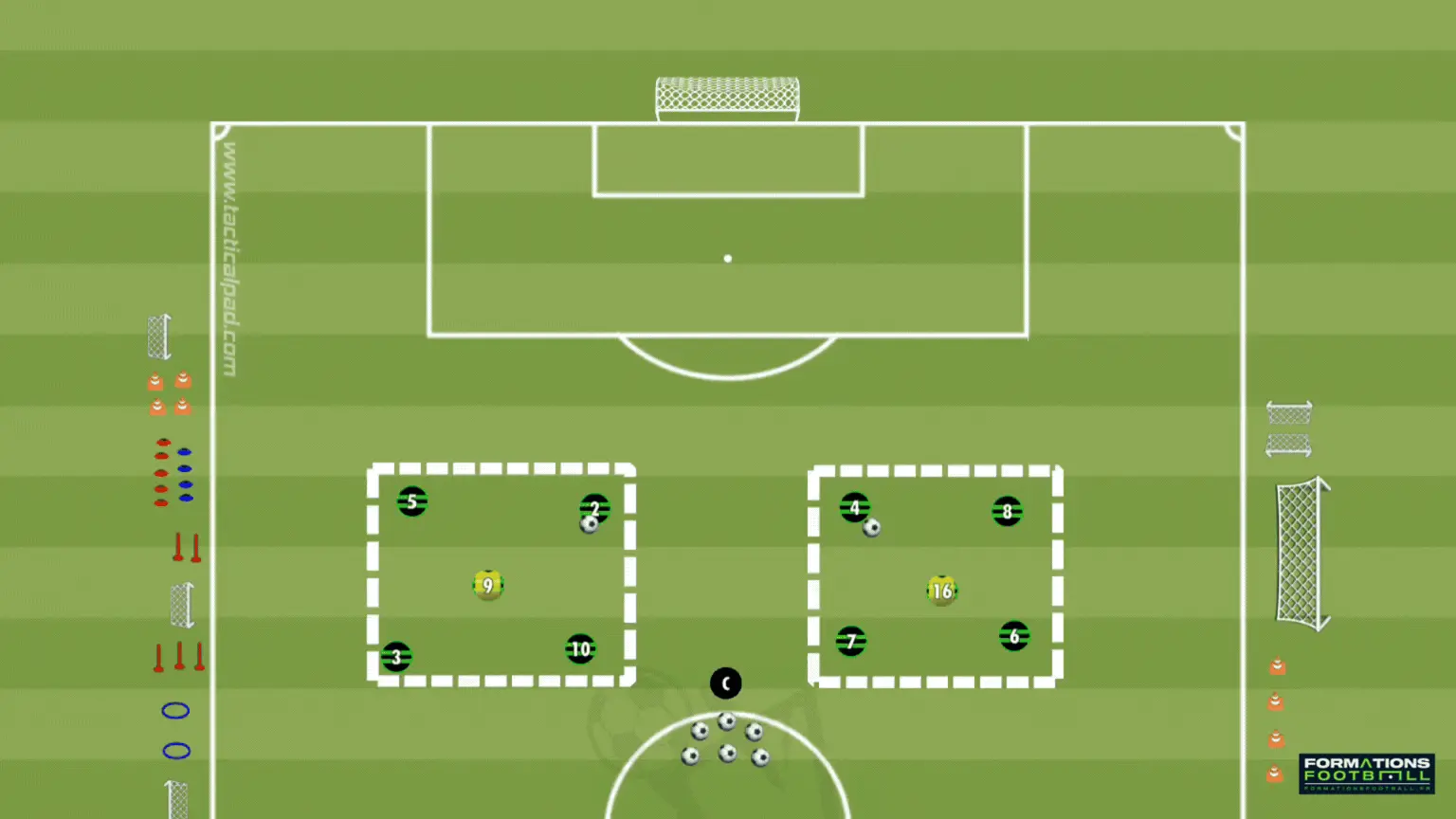 Passe en mouvement avec opposition passive entrainement football