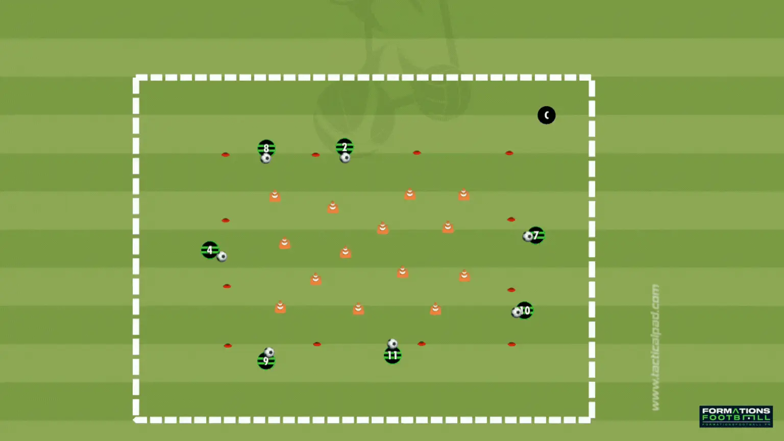 Exercice U7 avec ballon : La conduite en labyrinthe