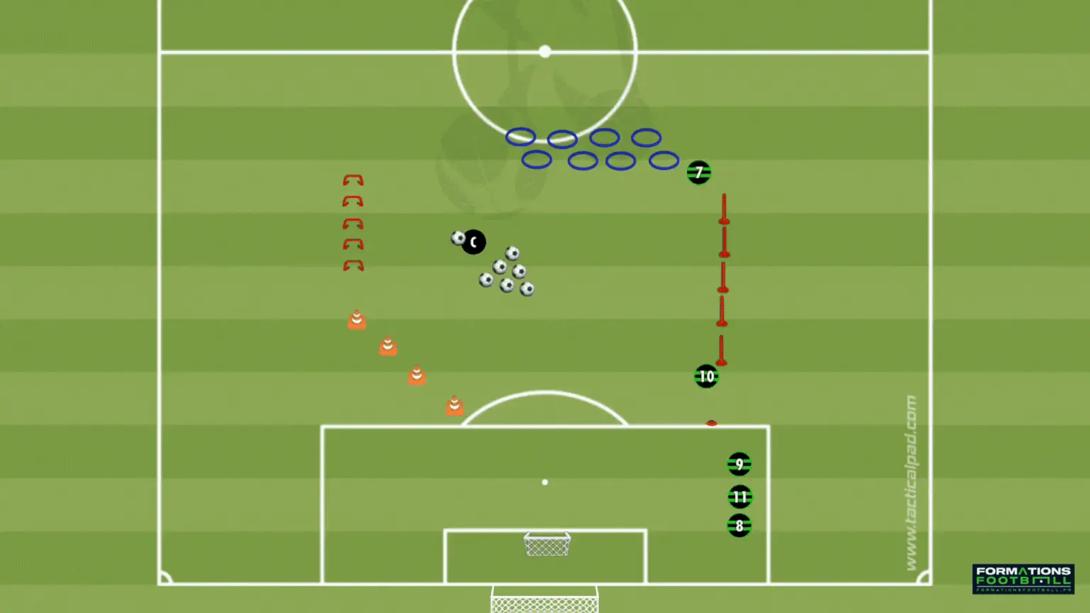Exercice U9 : Parcours d'agilité pour la coordination avec haies, plots et cerceaux