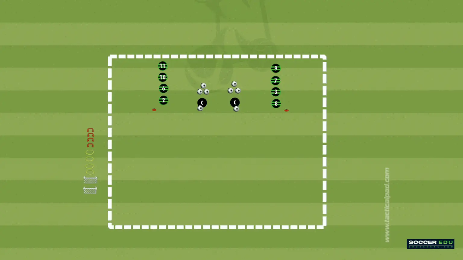 U6 soccer drill: The Follow-the-Leader Snake game develops concentration, imitation skills and team movement