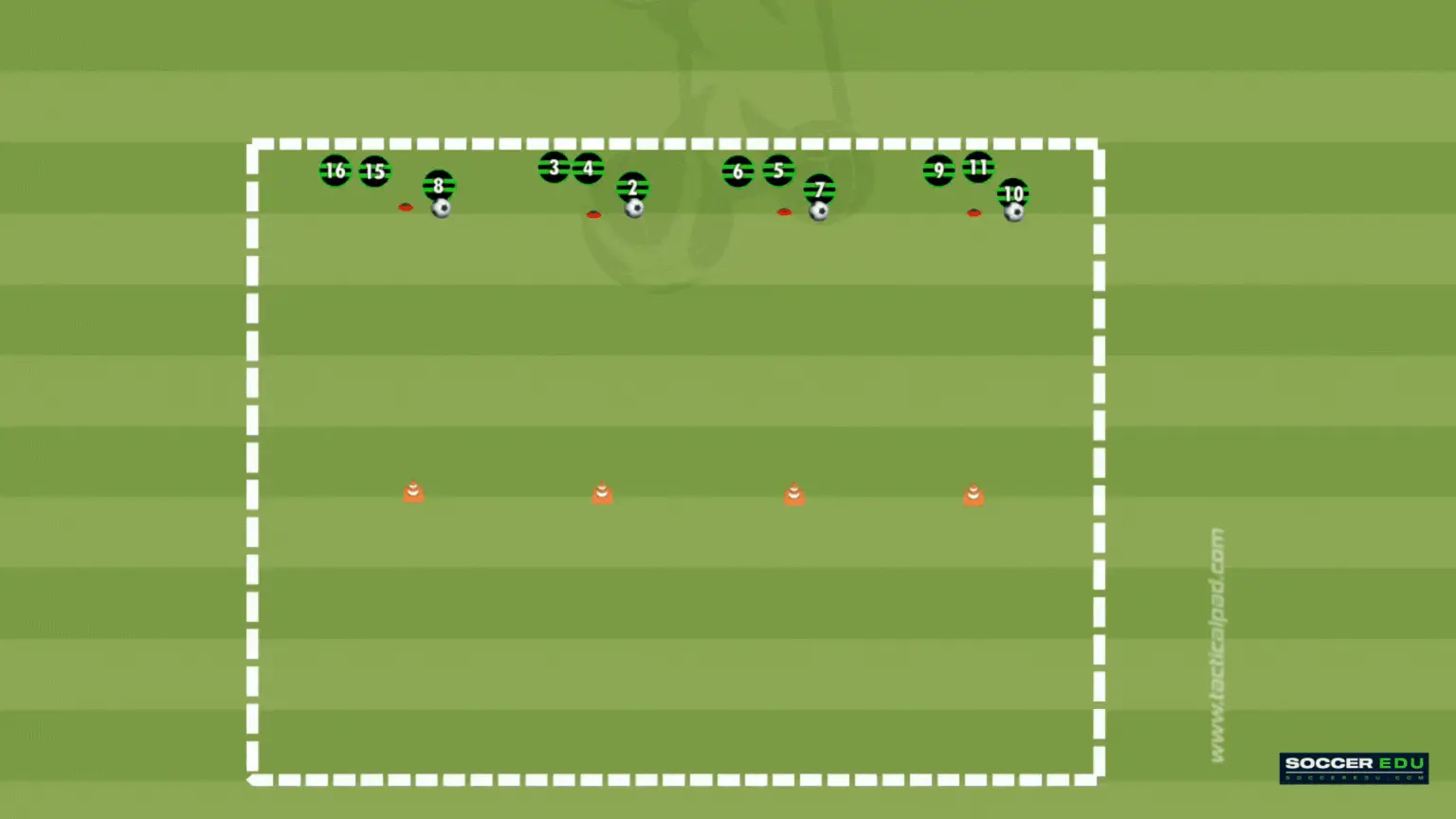U7 Soccer Drill: The Relay with Ball develops dribbling and basic turning