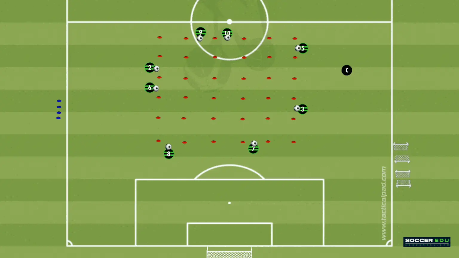 U8 Technical Drill: Directional dribbling with Field Awareness